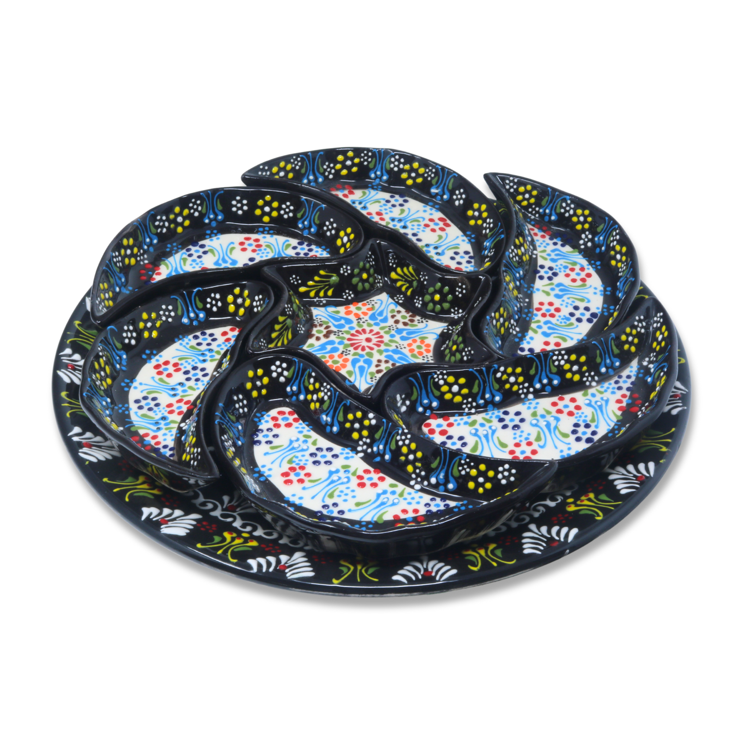 Handmade 8-piece Ceramic Platter, White 33cm