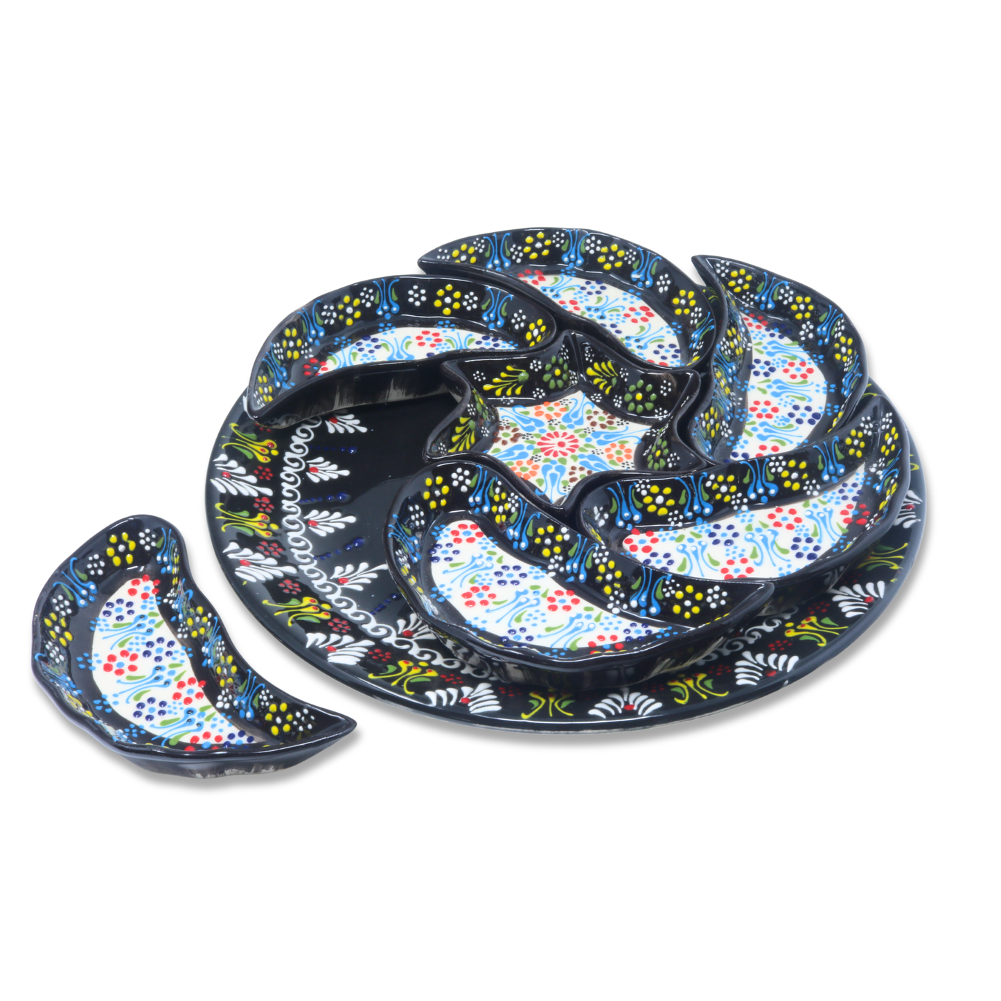 Handmade 8-piece Ceramic Platter, White 33cm