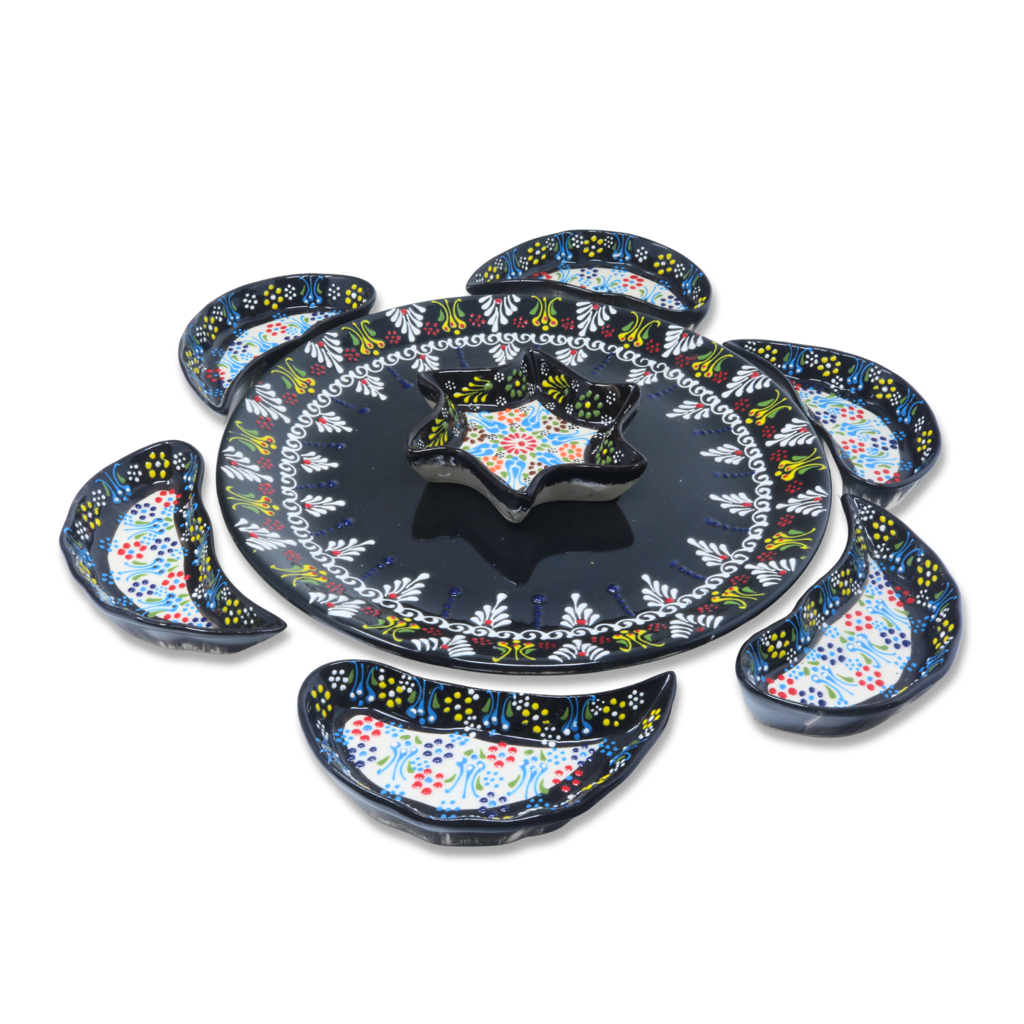 Handmade 8-piece Ceramic Platter, White 33cm