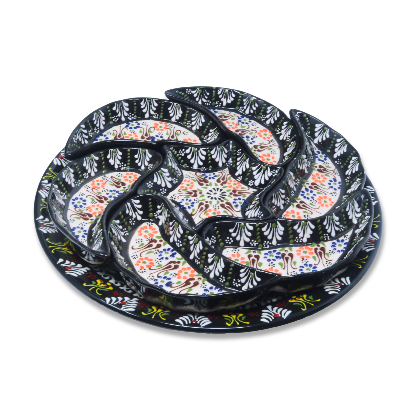 Handmade 8-piece Ceramic Platter, White 33cm