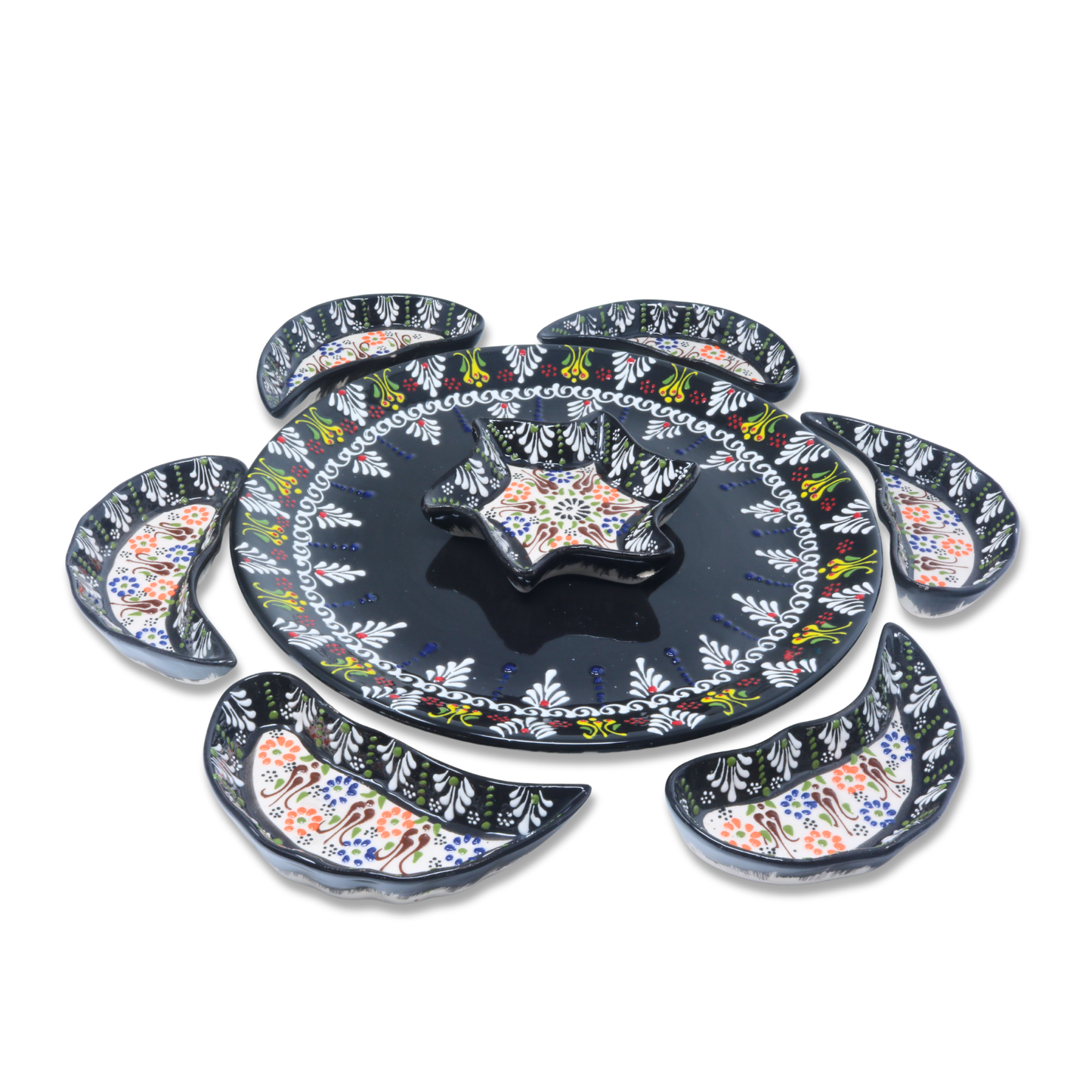 Handmade 8-piece Ceramic Platter, White 33cm