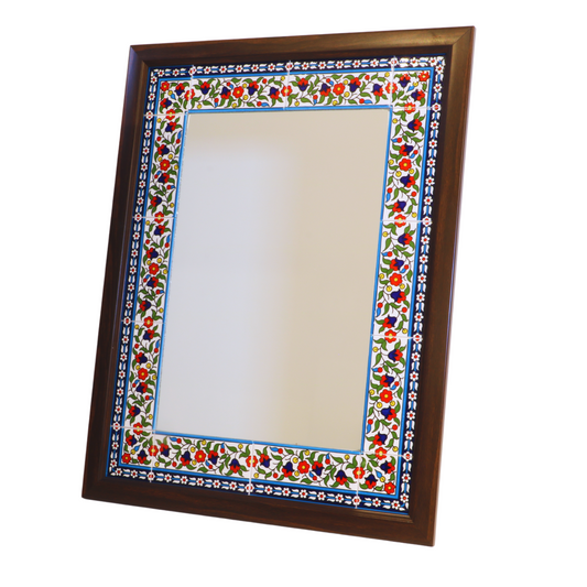 Handmade Ceramic Tile-Framed Wall Mounted Mirror 65x50 cm