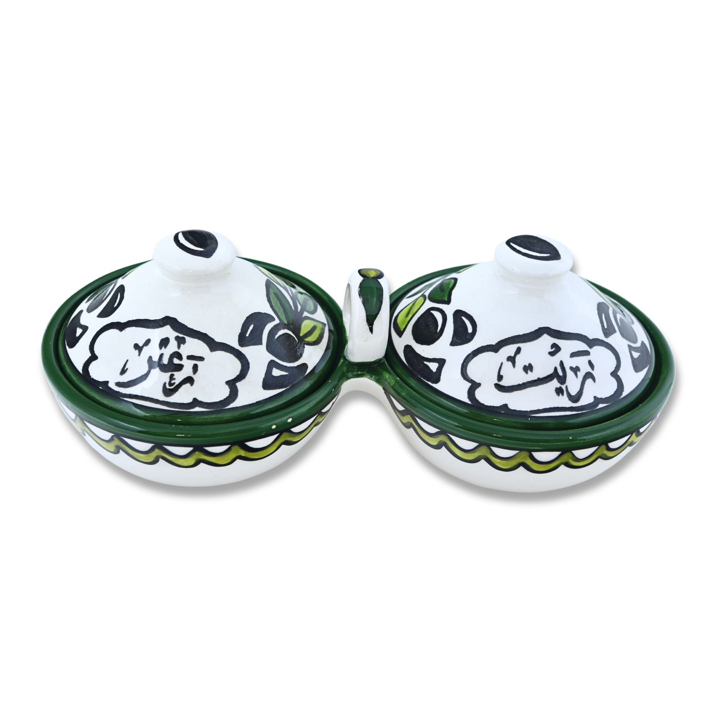 Handmade Ceramic 2-Section Bowl Set with Lid - Large (24cm)