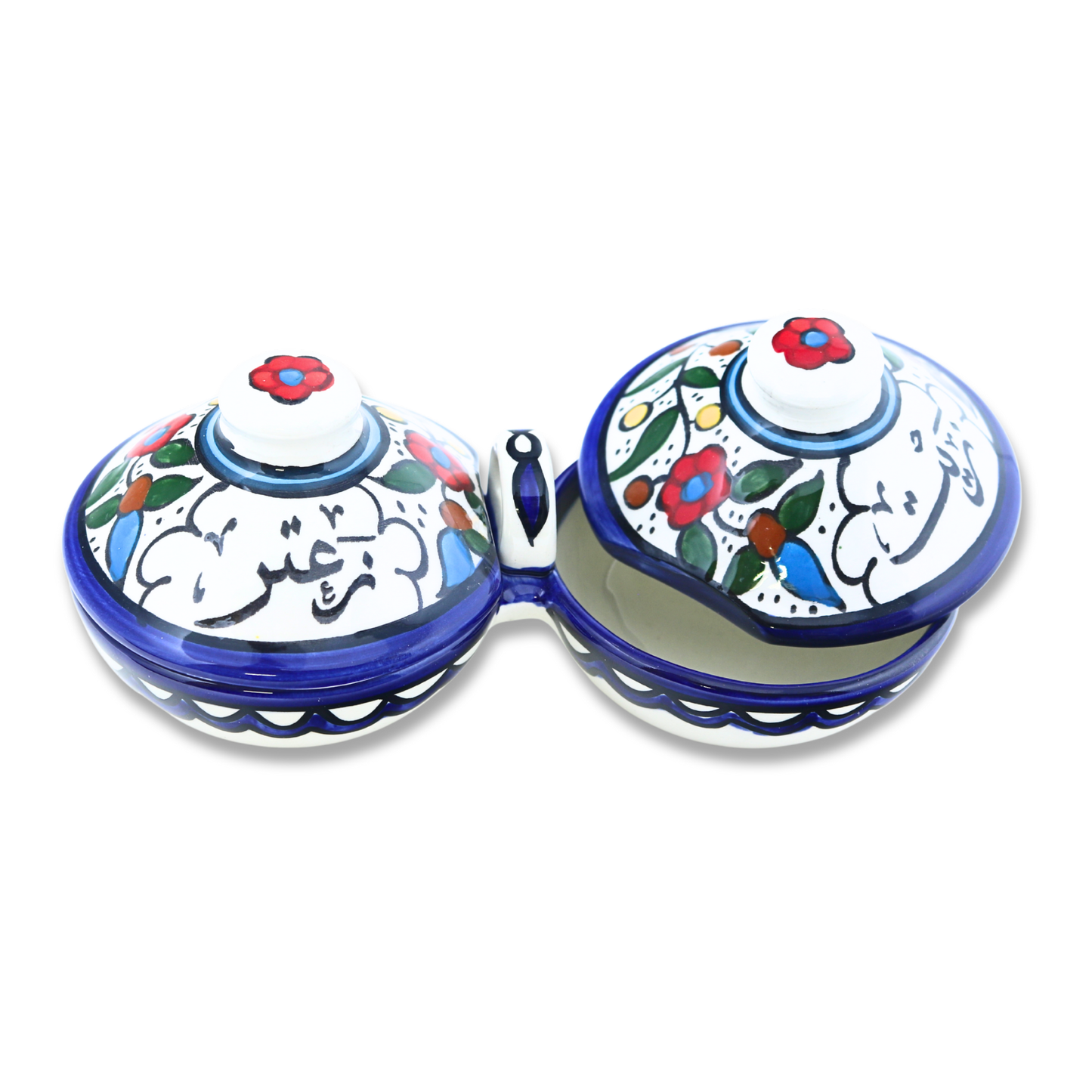 Handmade Ceramic 2-Section Bowl Set with Lid - Small (19cm)