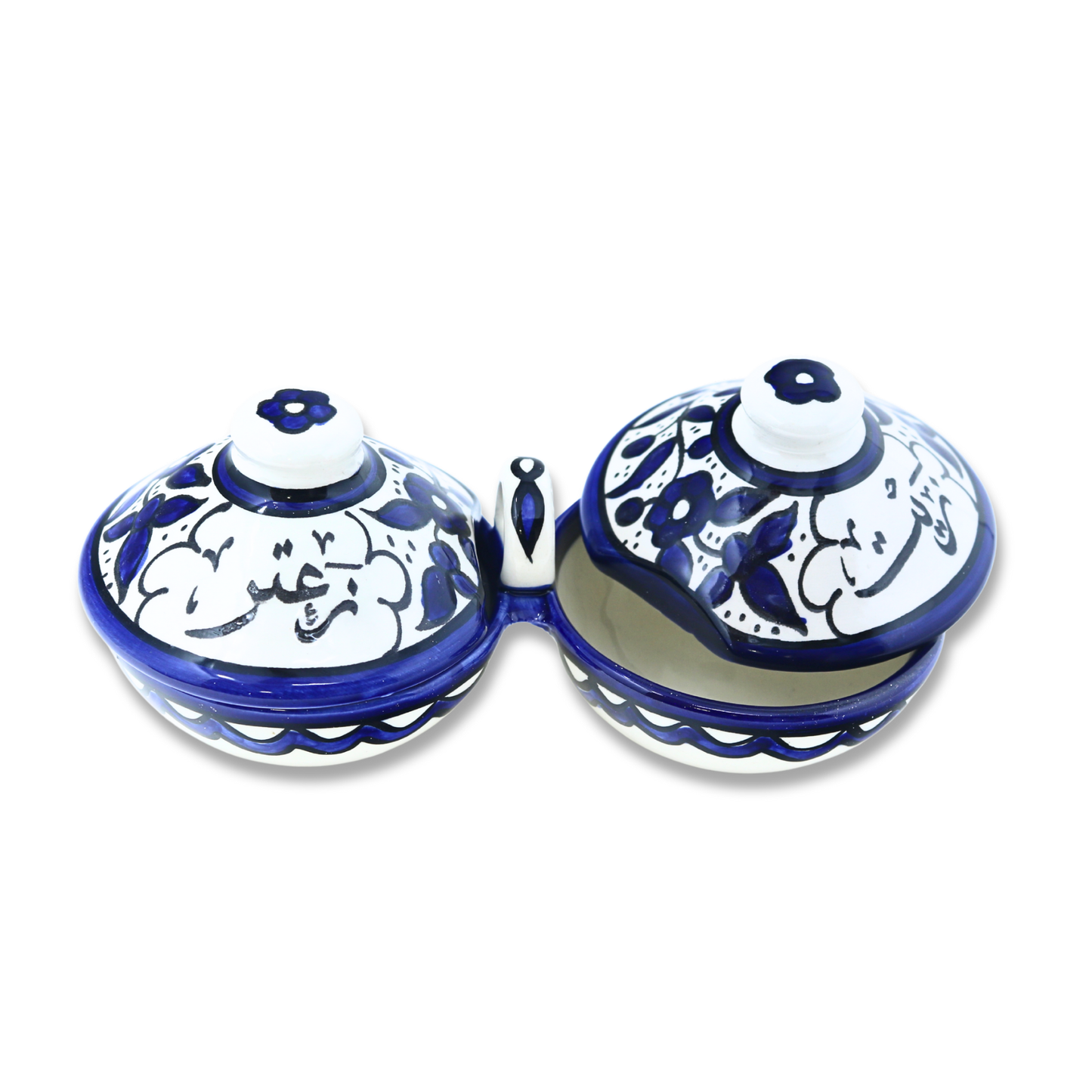 Handmade Ceramic 2-Section Bowl Set with Lid - Small (19cm)