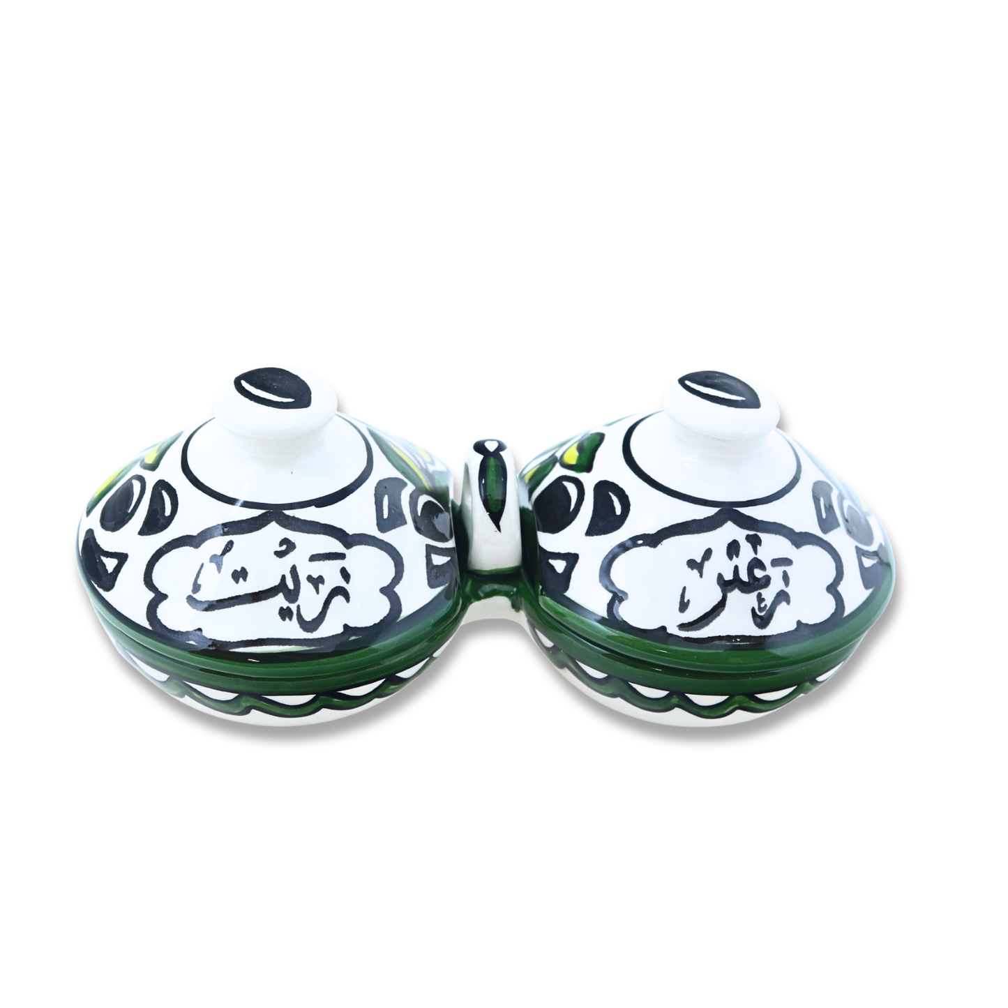 Handmade Ceramic 2-Section Bowl Set with Lid - Small (19cm)