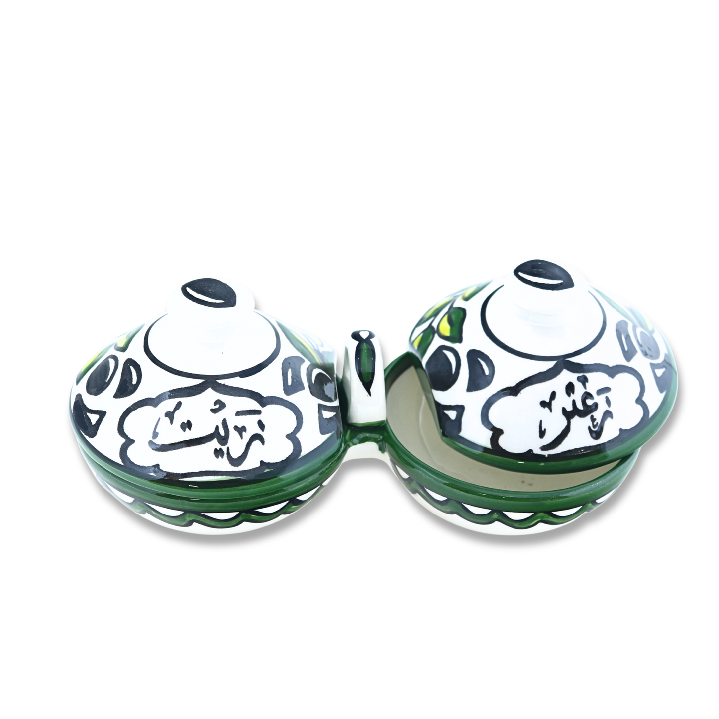 Handmade Ceramic 2-Section Bowl Set with Lid - Small (19cm)