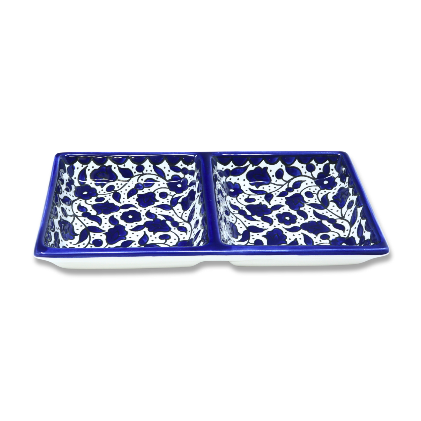 Handmade Ceramic Two-Section Appetizer Plate, 24x12 cm