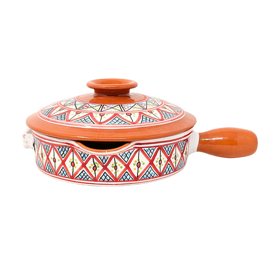 Handmade Ceramic Non-Stick Cooking Pan with Lid 25 cm