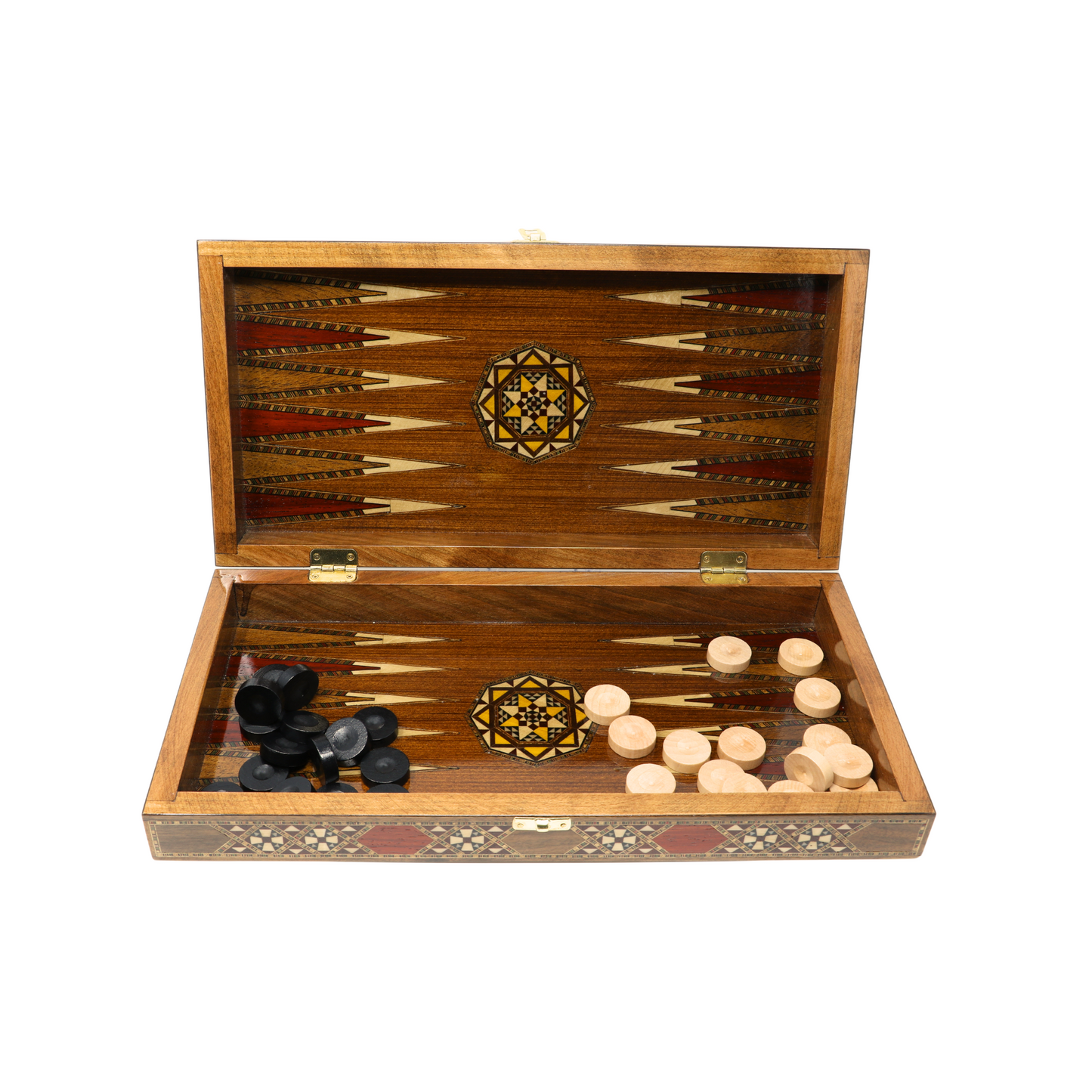 Handmade Wooden Mosaic Backgammon Set - Large 40 cm