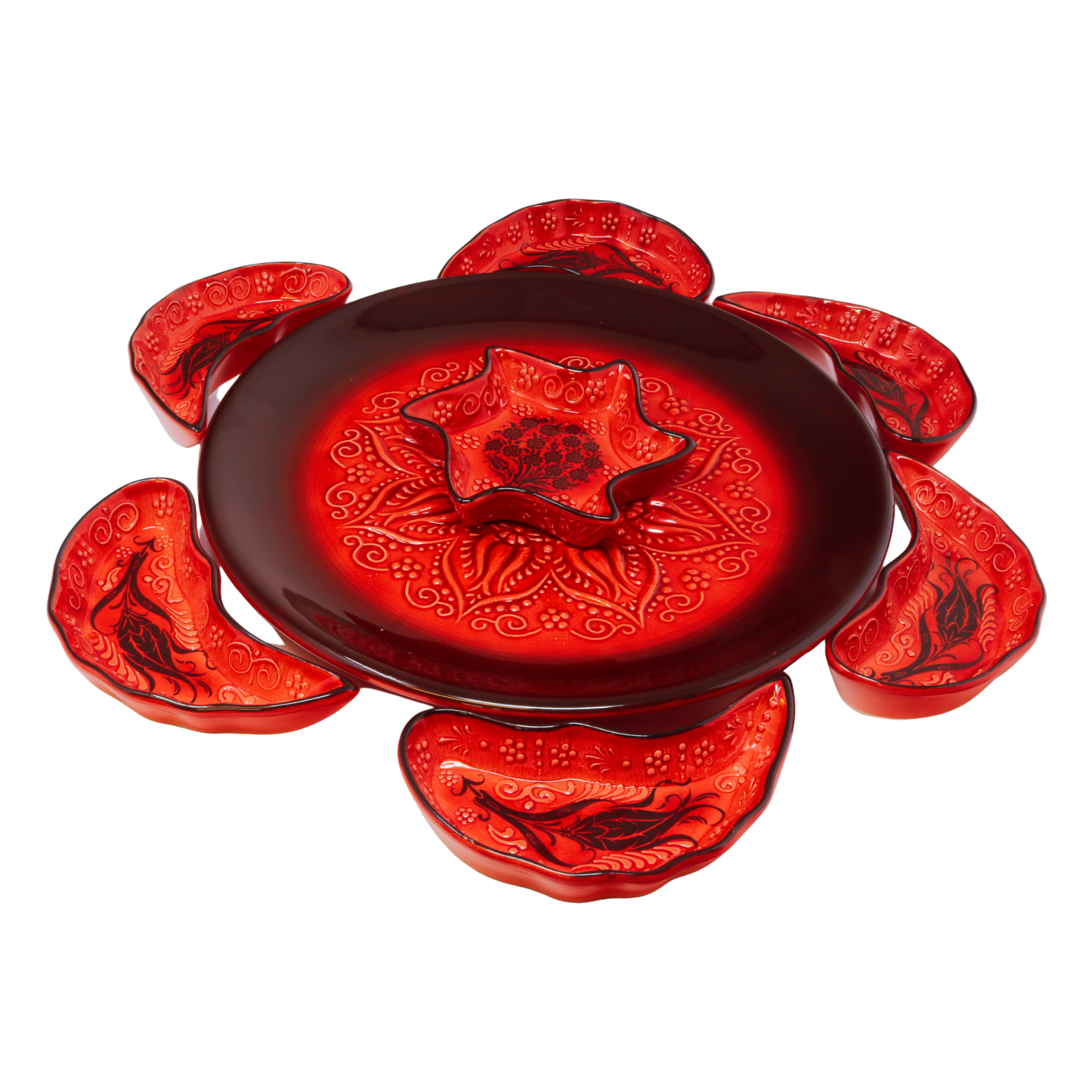 Handmade 8-piece Ceramic Platter, Turkquaz 33cm