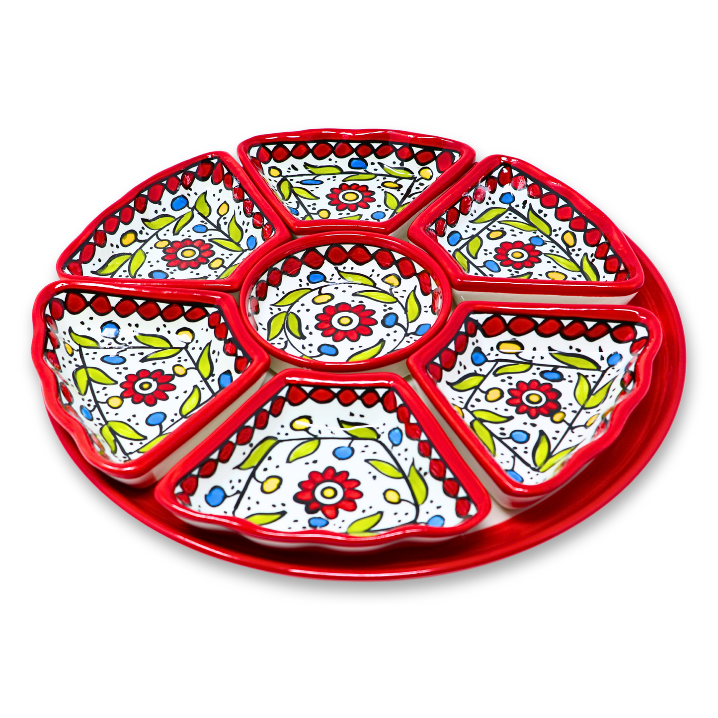 Handmade Ceramic 8-Piece Appetizer and Condiment Platter 32 cm