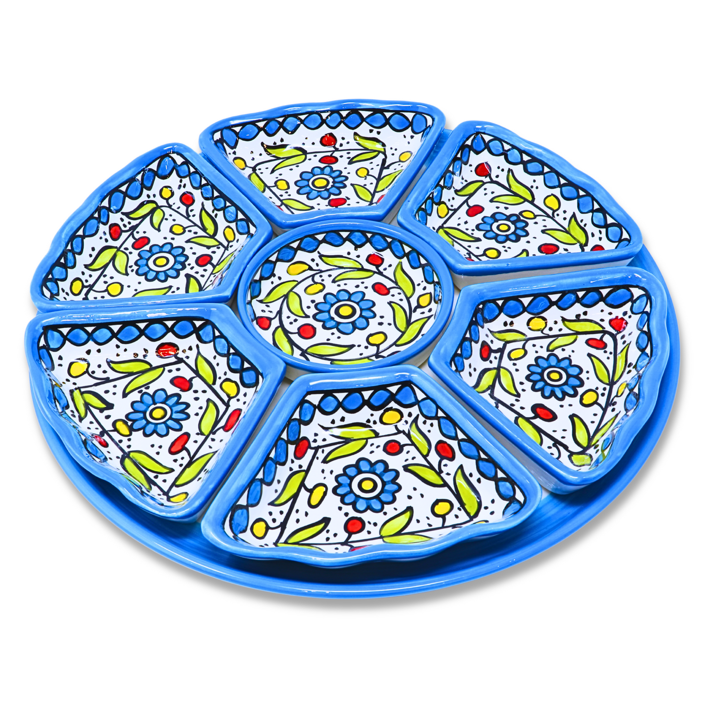 Handmade Ceramic 8-Piece Appetizer and Condiment Platter 32 cm