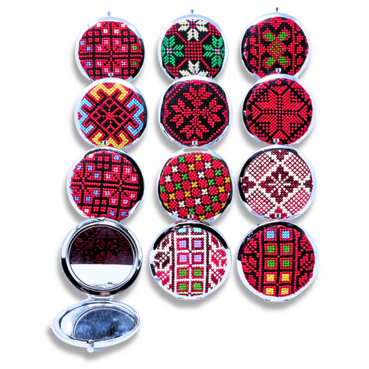 Reflect in Style: Hand-Embroidered Compact Hand Mirror with Beautiful Embroidery Cover - Lightweight and Elegant