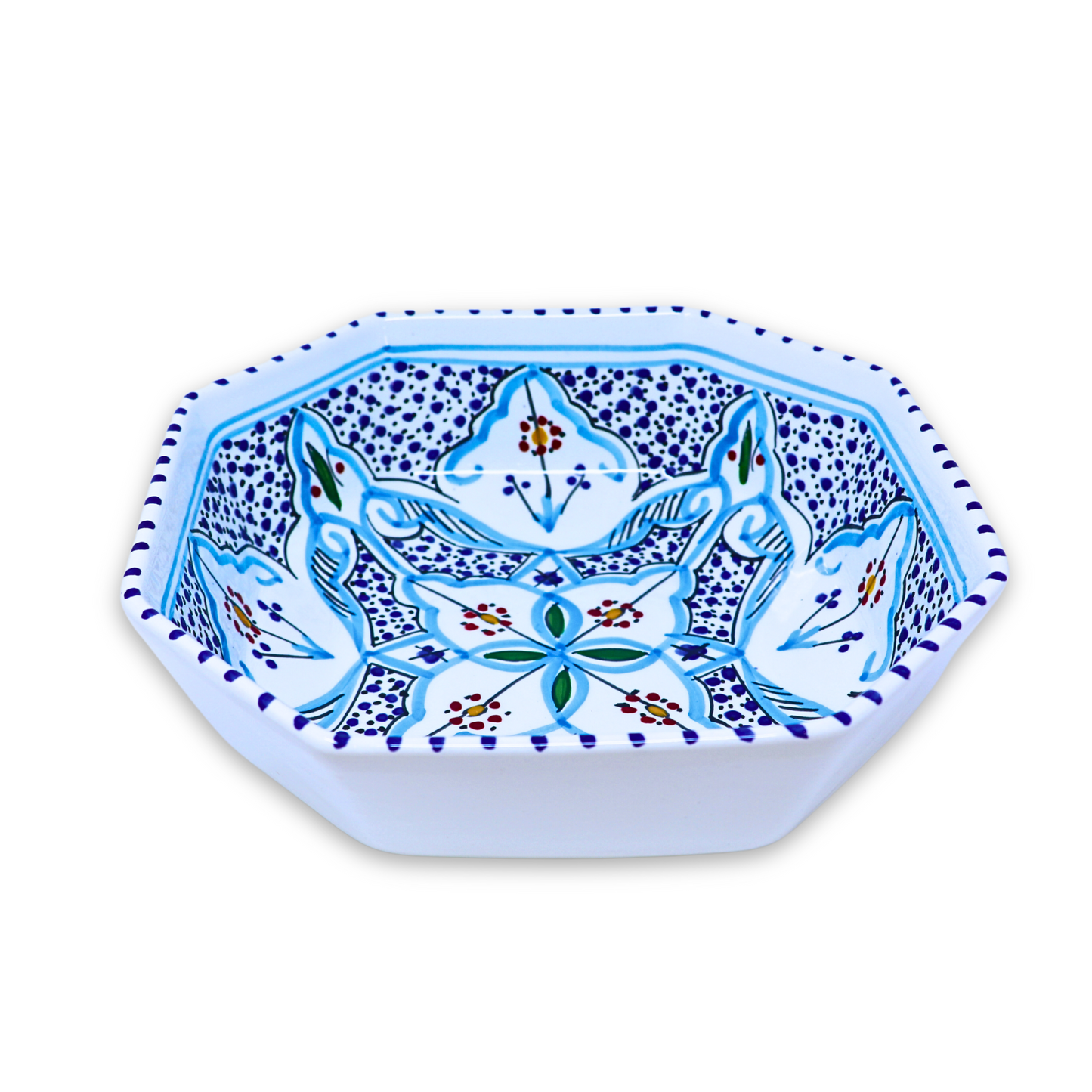 Handmade Ceramic Octagonal Bowl, 25 cm