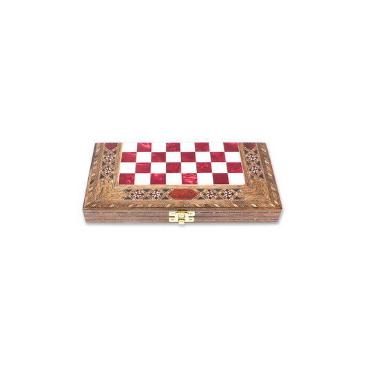 Handmade Mosaic Wood Folded Chess Board - Small - Red, L25W13H2 cm