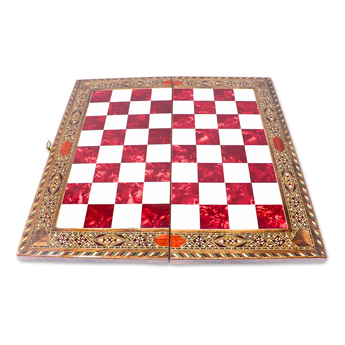 Handmade Wooden Mosaic Chess Board - Folding - Large - 38 cm