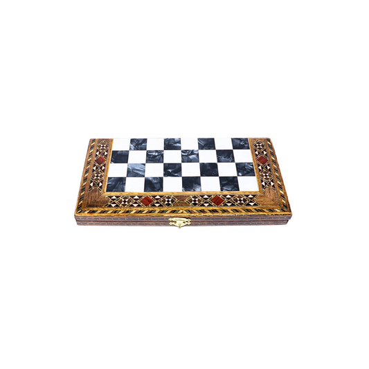 Handmade Mosaic Wood Folded Chess Board - Small - Black, L25W13H2 cm