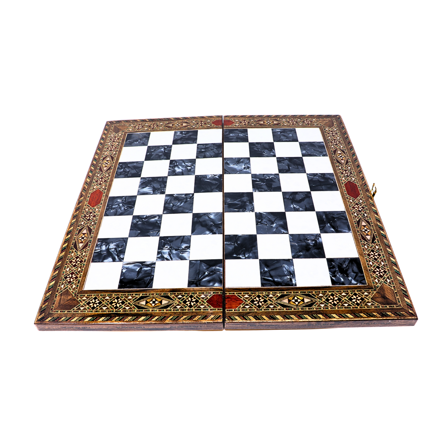 Handmade Wooden Mosaic Chess Board - Folding - Large - 38 cm