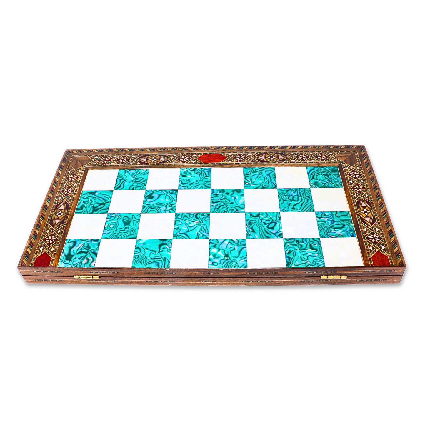 Handmade Wooden Mosaic Chess Board - Folding - Large - 38 cm